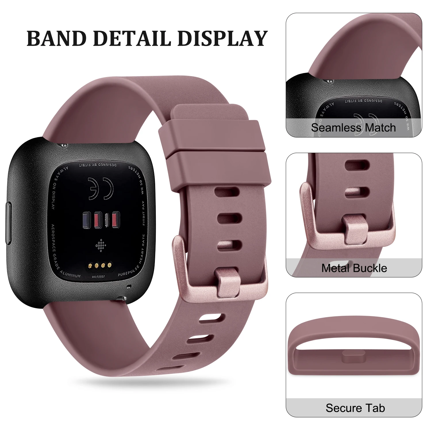 Weiches TPU-Uhrenarmband für Fitbit Versa 1/Versa 2/Versa Lite, Sportarmband für Fitbit Versa 2 Versa SE, Ersatzarmband