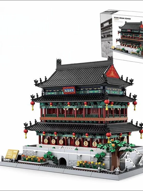 

Wange 724 Xian aanxi Drum Tower High Difficul lectual Building Blo Assembly Model Toy Chinese Sle Architecture