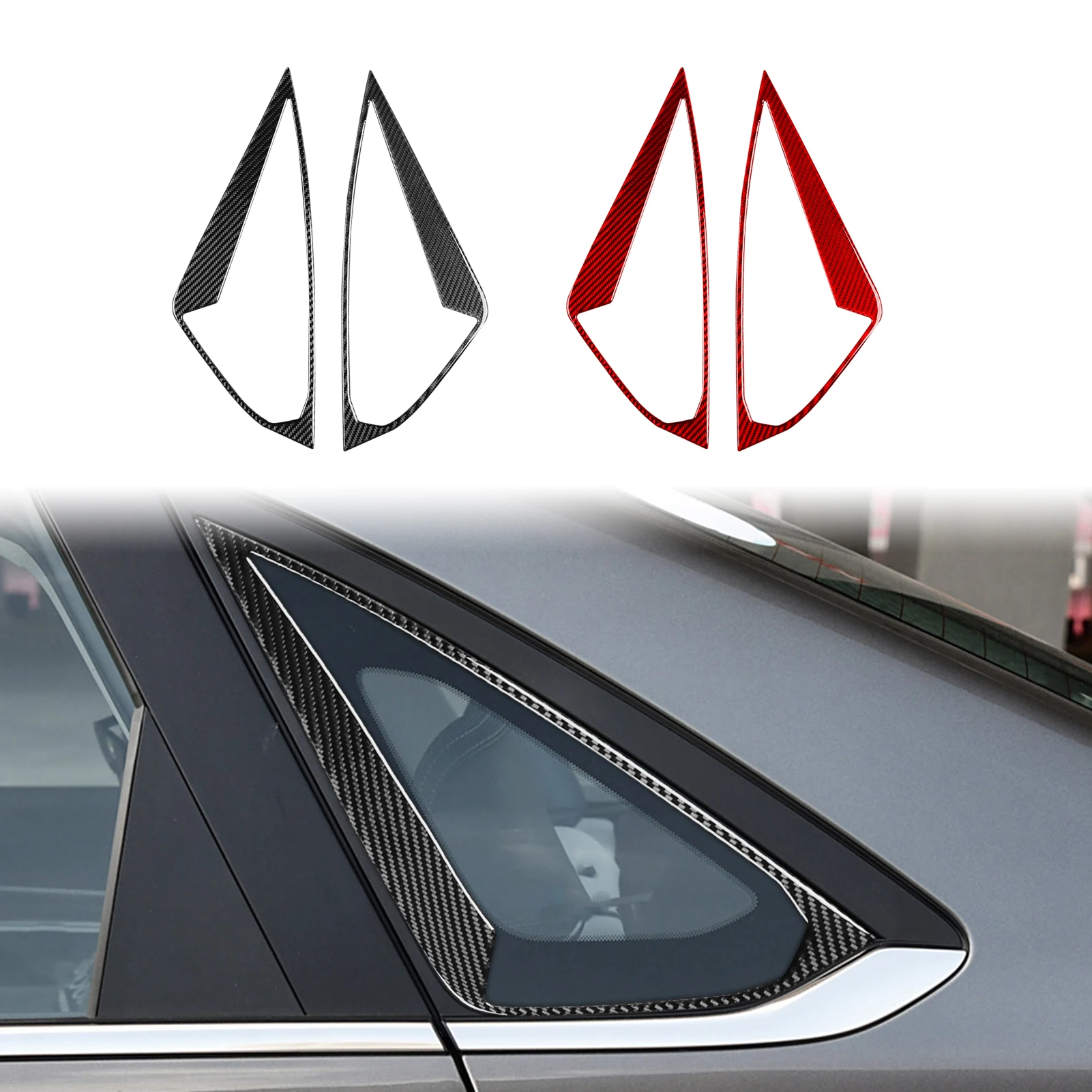 For Geely Emgrand 4th 2022—2025 Real Carbon Fiber Sticker Rear Car Door Window Triangular Panel Cover Trim Accessories