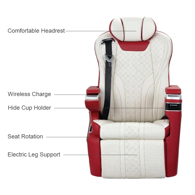 

Red MPV Interior Leather Electric Car First Class Seats for Buick GL8 Benz Vento Toyota Sienna Commercial Vehicle