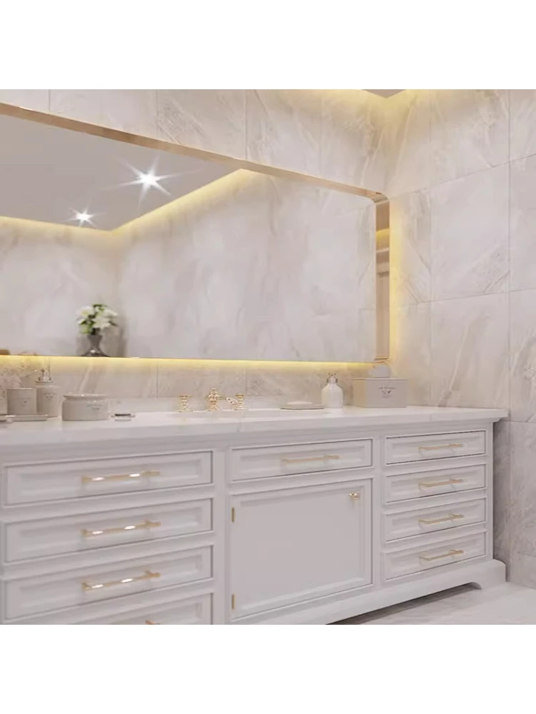 

Nordic solid wood bathroom cabinet combination modern simple face wash basin large apartment wash table