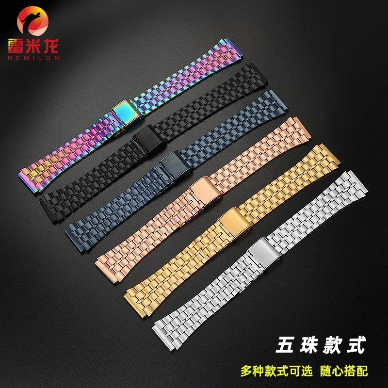 Watch Band for Casio stainless steel Bracelet A158 / A159 / A168 /A169 /B650 /AQ230/ 700 small gold watch series Wristband 18mm