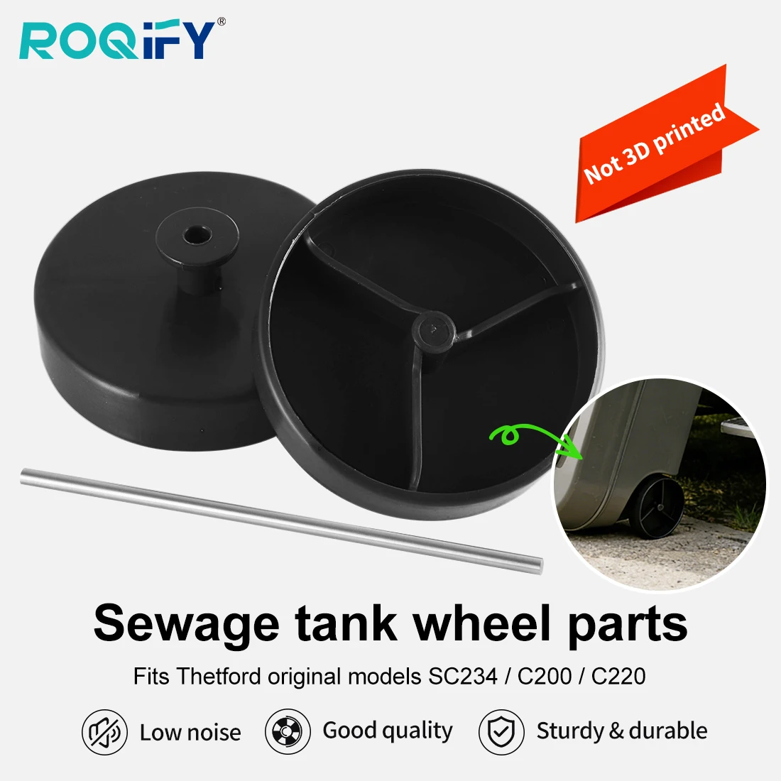 

Caravan RV Waste Tank Wheel Kit for Thetford SC234 C200 C220 Portable Toilet Replacement Wheels with Stainless Axle Heavy Duty