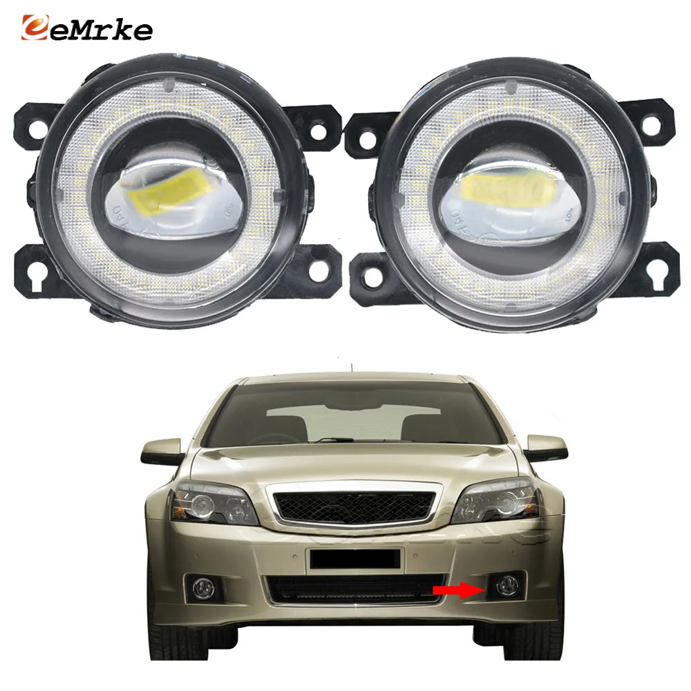 LED Fog Lights with Lens Angel Eyes DRL Ring Car Lamp for Chevrolet Holden Caprice WM II 2006-2013, Caprice V WN 2013 2014 2015