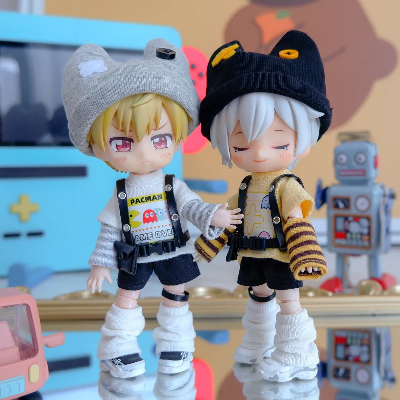 New OB11 Clothes Hooded Eat Peas Jacket Game Doll Sweater Set Obitsu11, Molly, GSC, YMY, 1/12bjd Clothes Doll Accessories