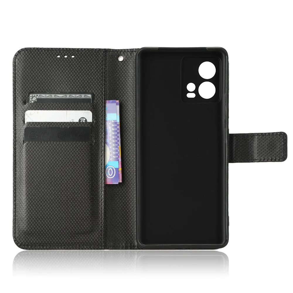 ل Moto Edge 30 الانصهار حالة فاخرة الوجه الماس نمط الجلد محفظة من جلد PU حامل الحال بالنسبة موتو حافة 30 الانصهار حقيبة الهاتف