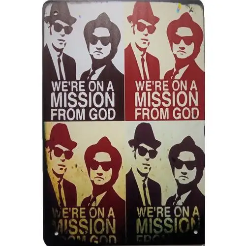 Letrero metálico vintage de los Blues Brothers con cita de Belushi y Akroyd SNL