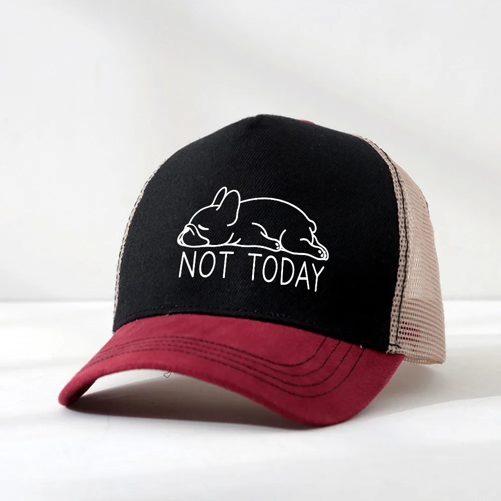 

Unisex French Bulldog Not Today Outdoor Hat Summer Adjustable Baseball Caps New net breathable Cap Fashion Sports Hats