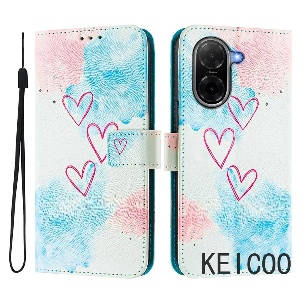 

Cartoon Wallet Clip Card Slot Housing for Xiaomi Poco C40 C50 C51 C55 C61 C65 C71 C75 4G Painted Magnetic Flip Cover Phone Cover