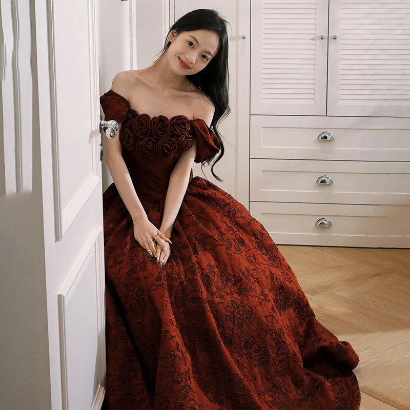 

Bridal Toast Wear 2026 Red New Chinese Style Engagement Banquet Dress Ladies Wedding Dressing Gown Elegant Longdress