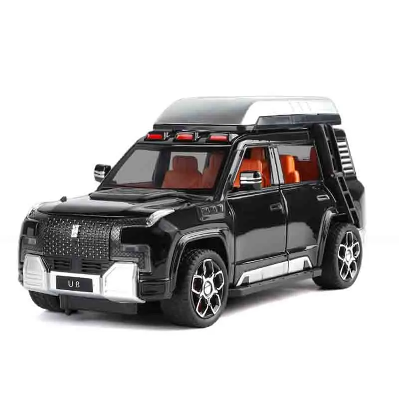 1:24 Alla ricerca di U8 Modelli di auto giocattolo Metallo pressofuso Assorbimento degli urti Tirare indietro 7 porte aperte Collezione SUV per i regali dei ragazzi