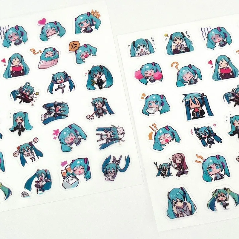 Adesivo Transparente Hatsune Miku, Adesivo Decorativo de Animação de Desenho Animado para Caderno, Porta-canetas, Copo e Celular