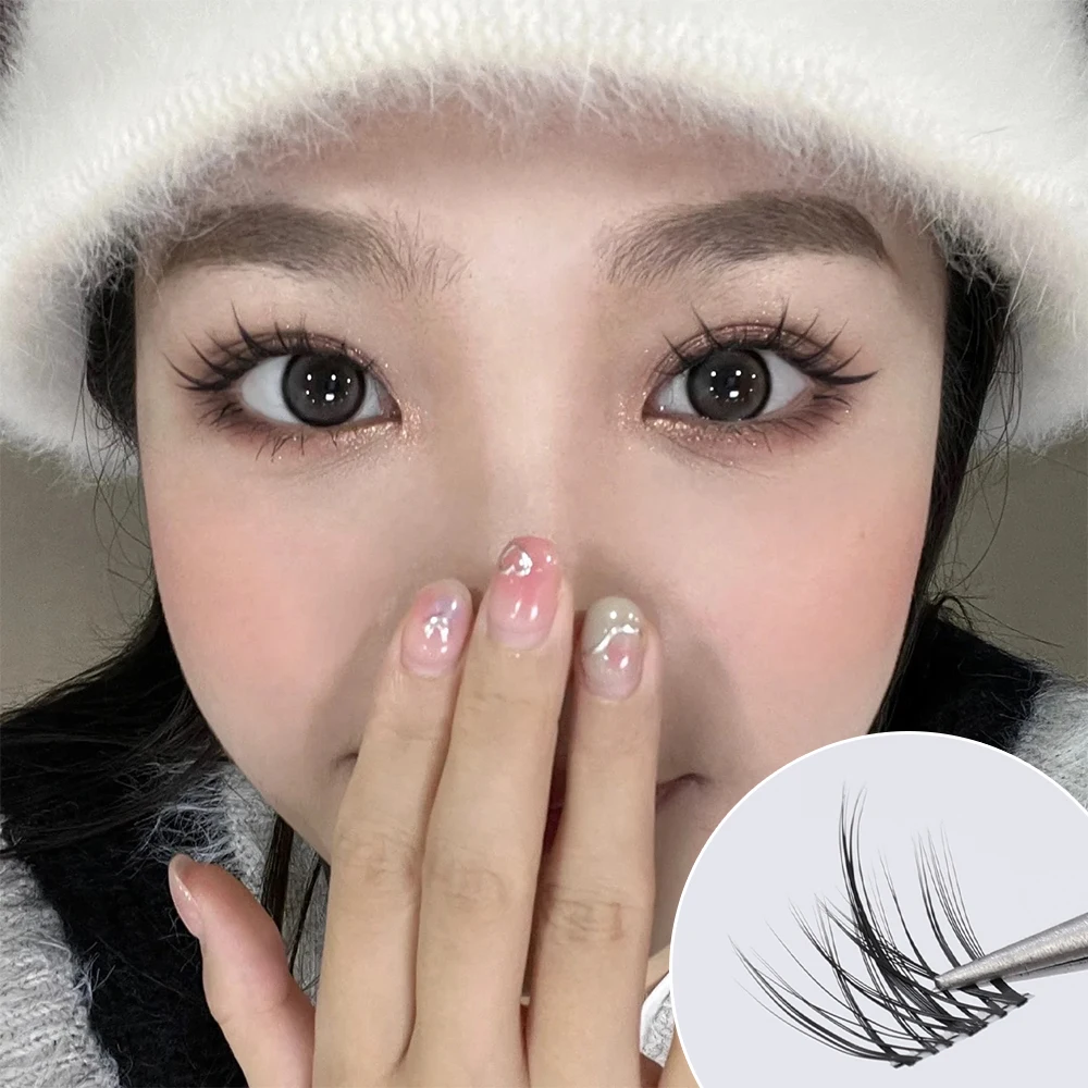 10 Rows Manga Cluster Eyelash Black Brown Individual Lashes Extension Soft Fluffy Clear Stem Segmented Grafting Eyelash Makeup