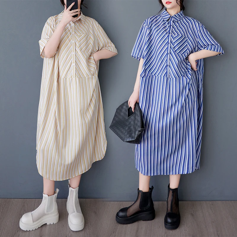 

Свободный повседневный полосатый принт в стиле пэчворк, новый летний женский стиль, irt Dr, художественный Sle, смесь хлопка и полиэстера, миди Dr