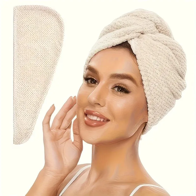 Women's Quick-Dry Hair Towel Wrap Compatible for Thick/Curly Hair -High-Absorbency Microfiber Turban,Post-Swim&Shower Hair Dryin view 4