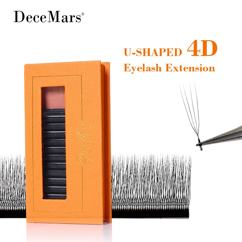ملحقات رموش رموش 4D على شكل حرف U من DeceMars (12 خطًا/صينية)