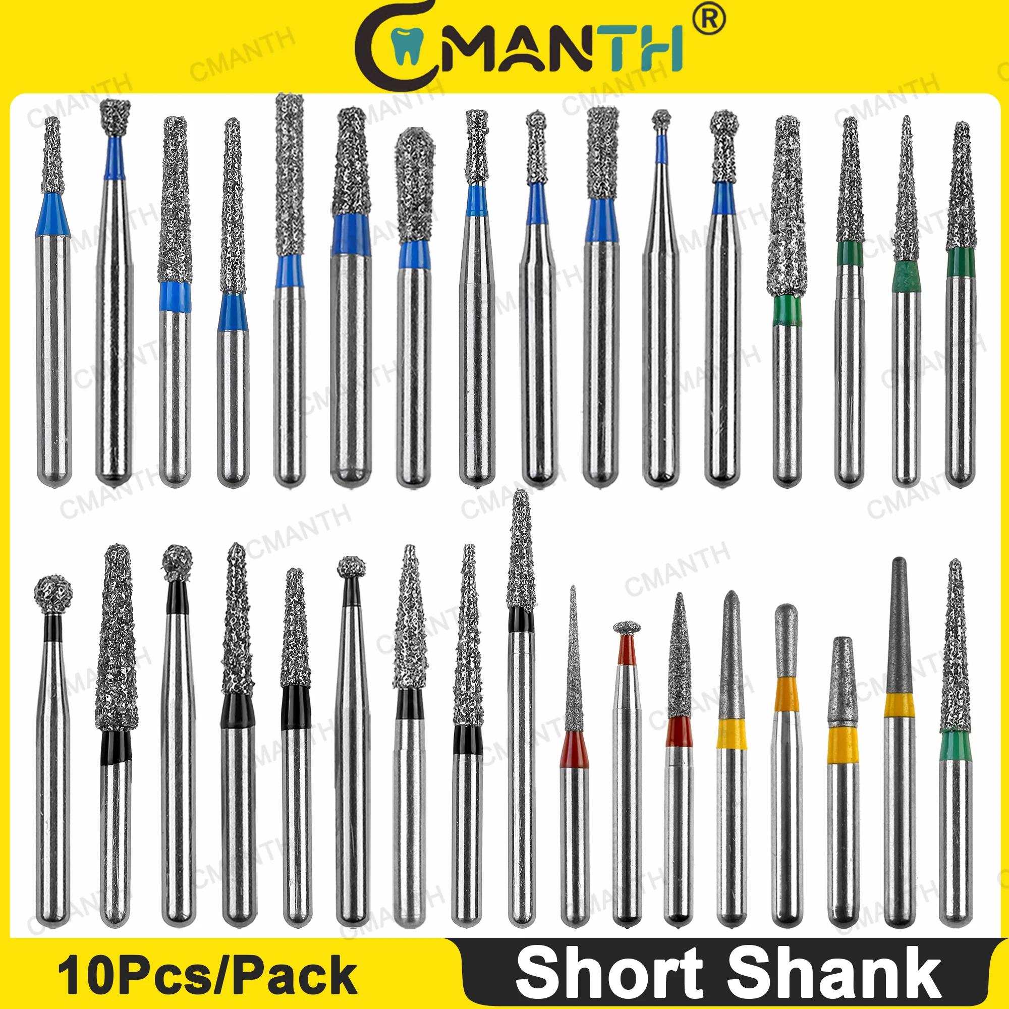 

SHORT SHANK Dental FG Diamond Burs Dia.1.6mm Drill For High Speed Handpiece Dentistry Tools Cavity Preparations 89 Sizes 10Pcs