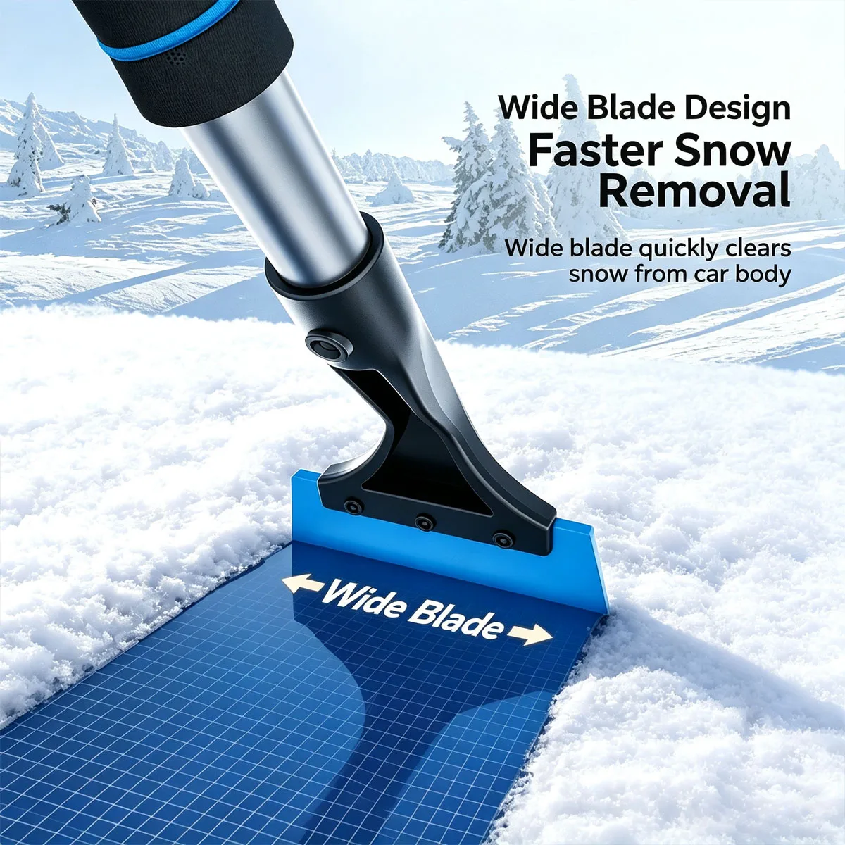 Car Snow Shovel, Aluminum Alloy Multi-Function Ice Scraper, Windshield Snow Brush Cleaner for Vehicle Winter Tool