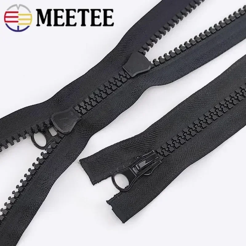 Meetee 8# Resin Zippers 15/20cm Close-end 60-500cm Open-end Long Auto Lock Zip for Coat Bags Tent Zipper Repair Sewing Accessory