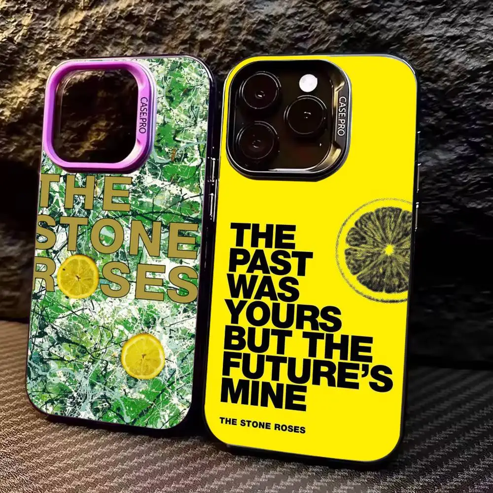 

The Stone Roses Band Phone Case For iPhone17,16,15,14,13,12,11 Plus,Pro Max Colored Silver Plated Inside Cover