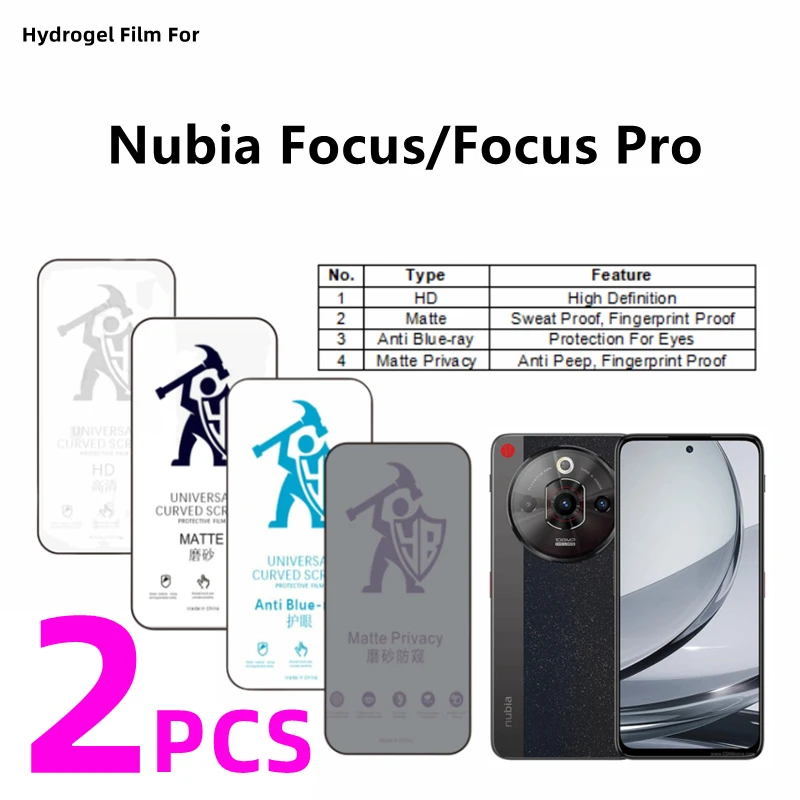 

2pcs HD Hydrogel Film For ZTE Nubia Focus Pro Matte Screen Protector For Nubia Focus Eye Care Anti Spy Matte Protective Film