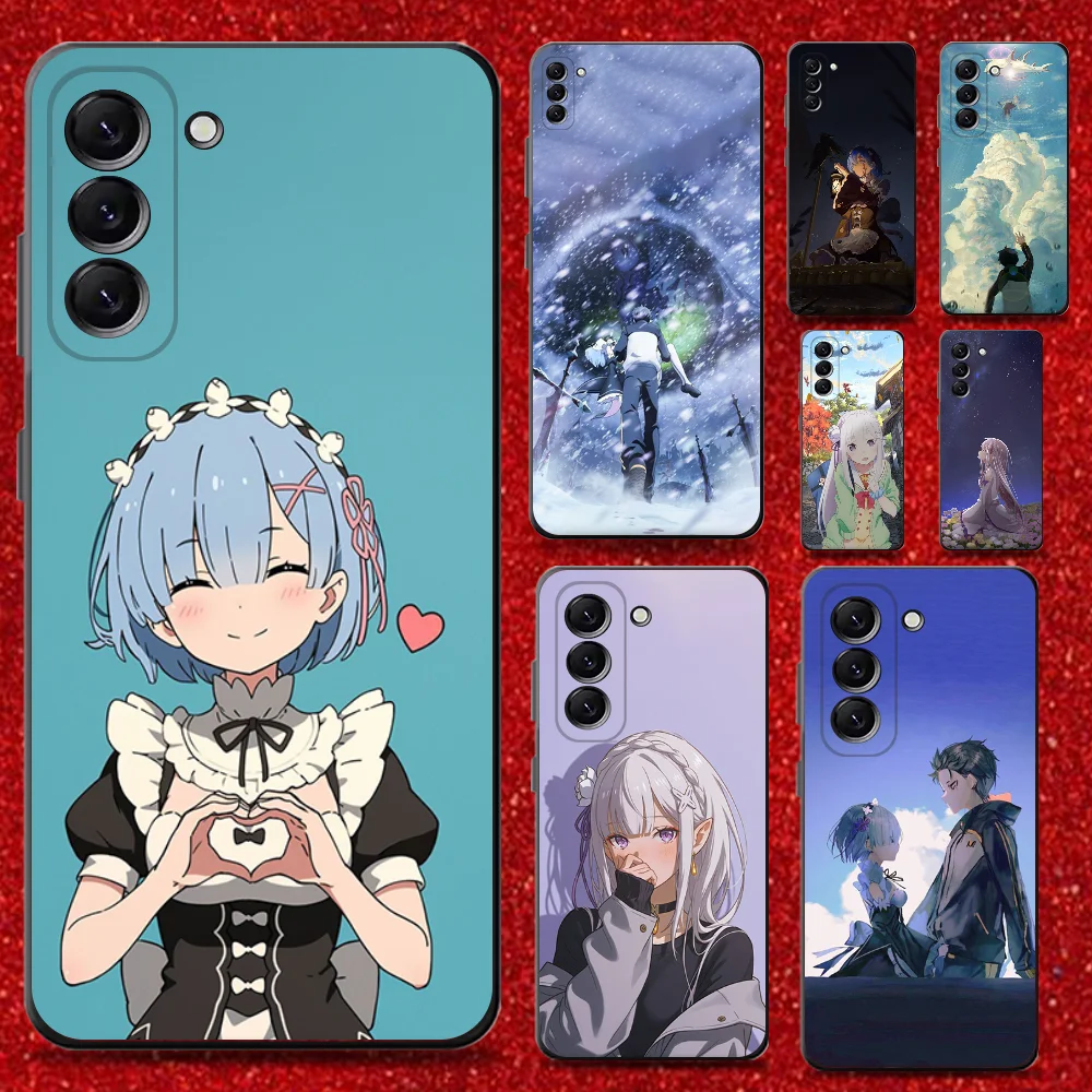 

Re Zero Rem Emilia Phone Case For Samsung Galaxy A13,A21s,A22,A31,A32,A52,A53,A71,A80,Soft Black Shell
