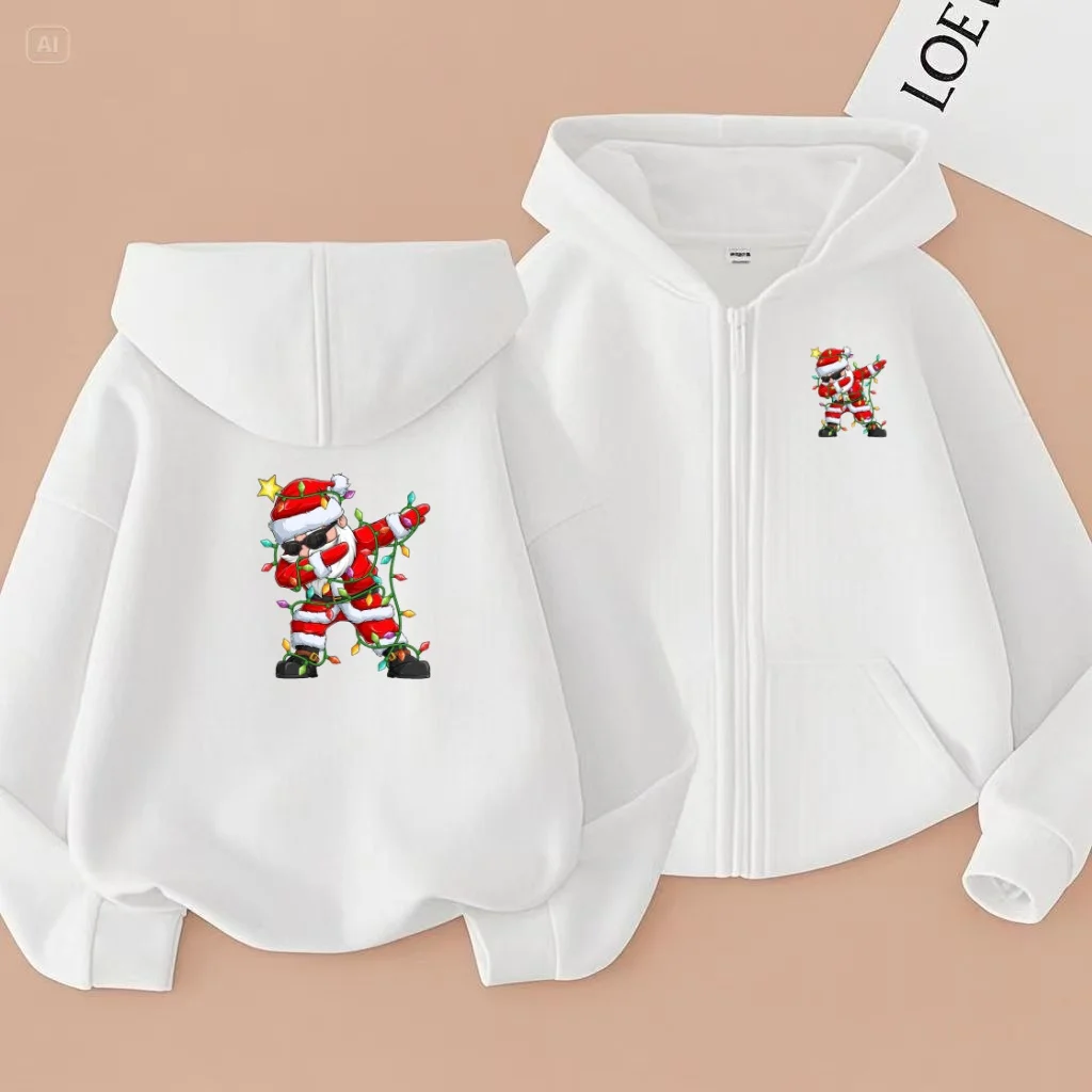 만화 프린트 어린이용 지퍼 재킷은 가을 겨울 크리스마스를 위한 스포츠 재킷으로 3세부터 13세까지의 소년 소녀에게 적합합니다.