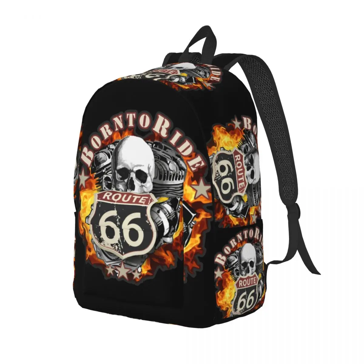 Custom Born To Ride Travel Canvas Backpack Men School Laptop Bookbag Route 66 for Chopper Riders College Student Daypack Bags