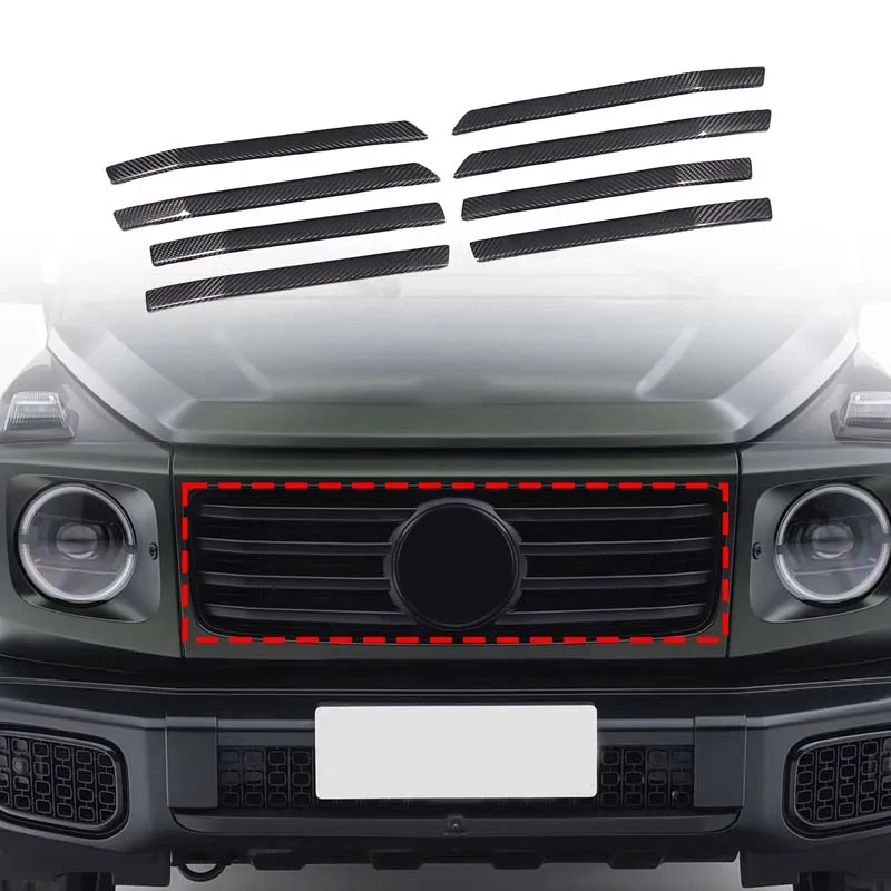 

8x Real carbon fiber front center grille decorative strip Suitable for Mercedes-Benz G-Class G500 W465 2025 Car accessories
