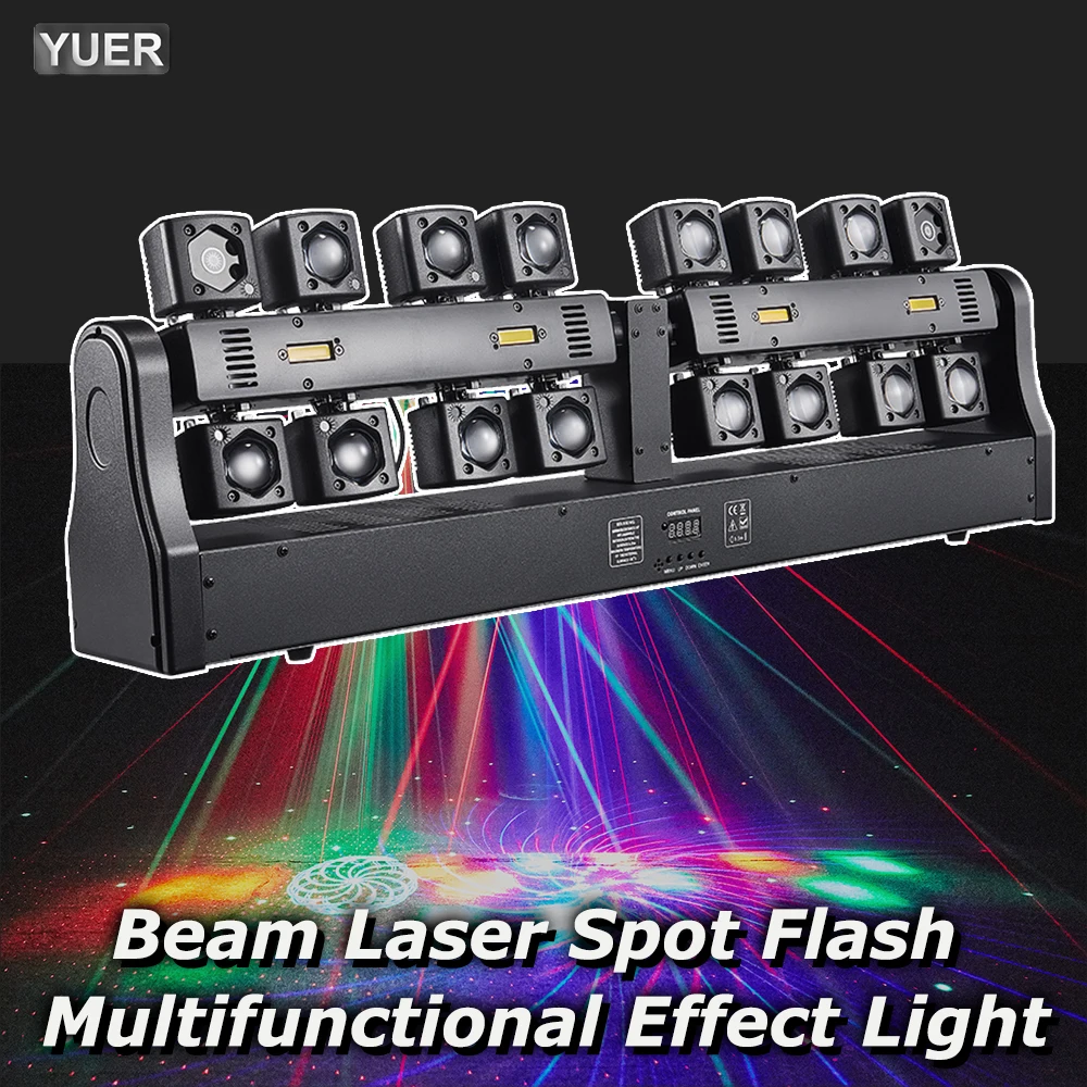 LED 14x10W RGBW 4in1 Beam + RG Laser + 4X10W Golden / Cold White Strobe + Pattern 4in1 Effect Stage Lighting For Party Clu