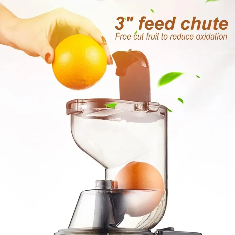 OverTwice Slow Masticating Juicer Cold Press Juice Extractor Apple Orange Citrus Juicer Machine with Wide Chute Quiet Motor