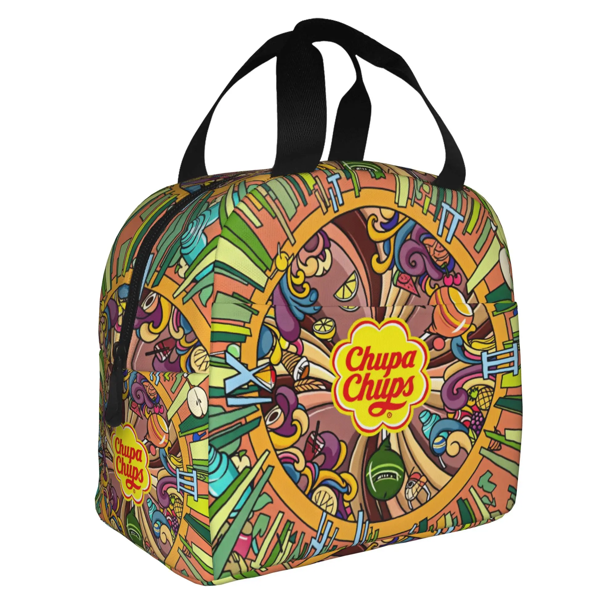 

C-Chupa C-Chups Chups Forever Fun Insulated Lunch Bag for Leakproof Pattern Funny Cooler Thermal Bento Box Office Picnic Travel
