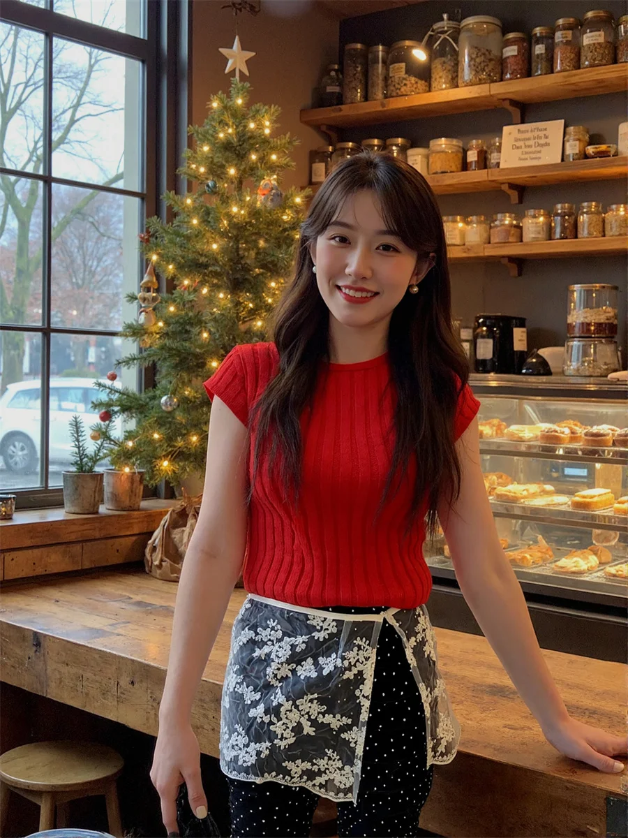 

Mesh All-match Fashion Skirts Womens Buckled Knotted Ruched Belted Flare Club Wrapped Feminine Chic Trendy Sleek Simple Youth