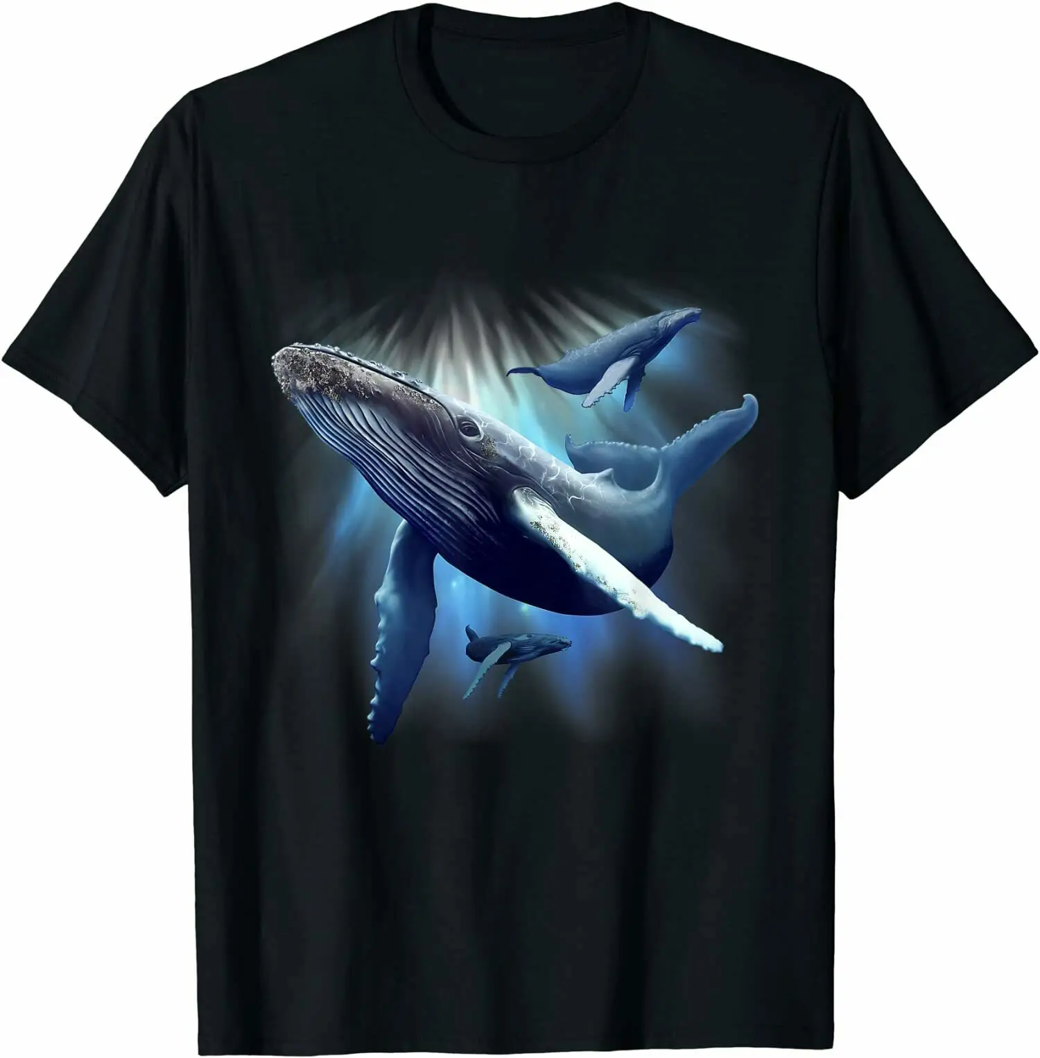 Marine Humpback Whale Blue Marine Animals Protect Whales T-Shirt- Men's 100% Cotton Casual T-shirts Loose Top Size S-3XL