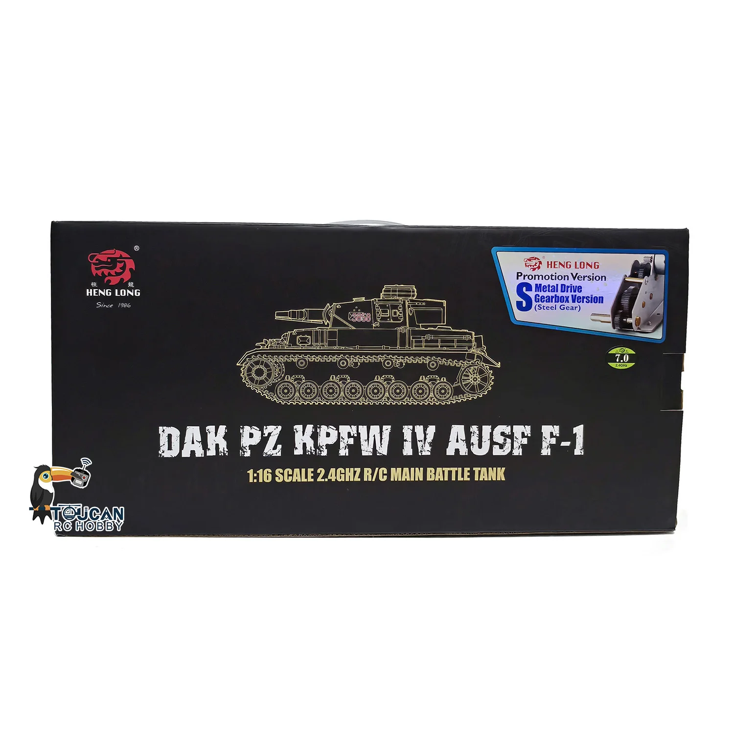 Toucan Radio Controller Vehicle Heng Long 1/16 7.0 Pro Ver Panzer IV F RTR RC Tank 3858 Metal Tracks Wheels IR Combat TH17385