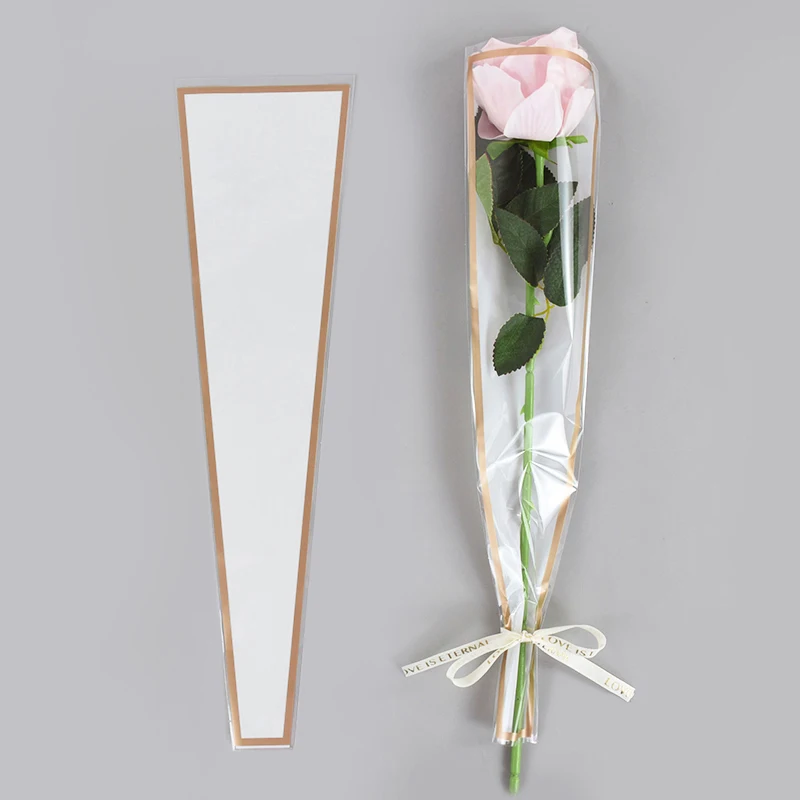50 Stück Blumen-Verpackungsbeutel, klare Rose, Blumenstrauß, Verpackungsbeutel für Valentinstag, Hochzeit, Geburtstag, Party, Geschenk, Dekoration – Detail 5