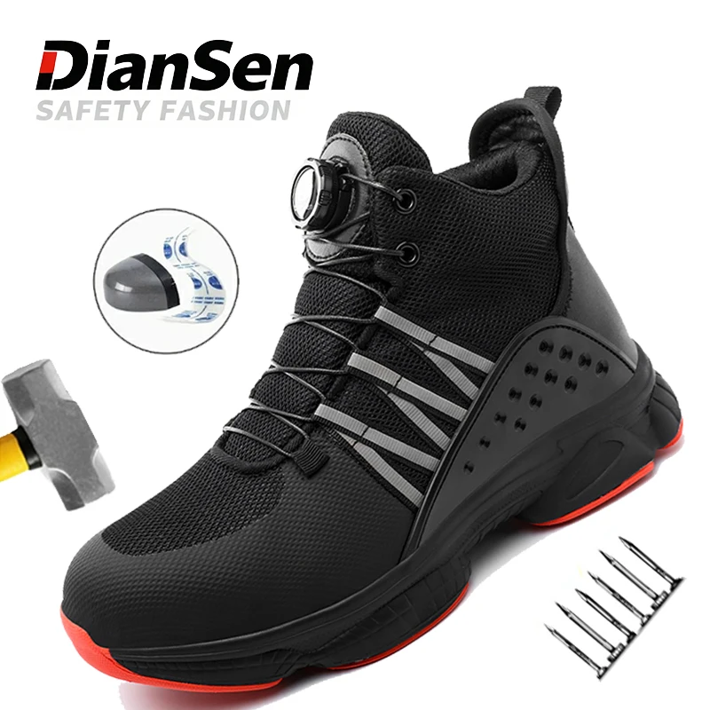 

Рабочая защитная обувь, противоударная промышленная обувь со стальным носком, мужские черные походные ботинки, дышащие кроссовки, неразрушимая обувь
