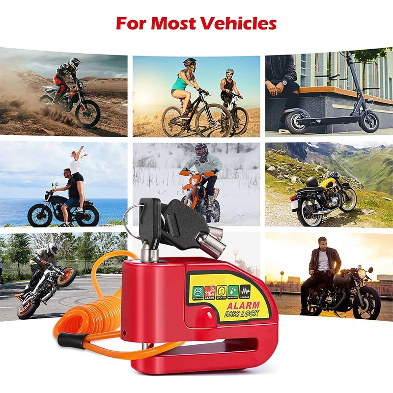 Mountain Bike Motorcycle Scooter Disc Brake Lock Motor Bicycle Anti-theft Wheel Disc Brake Lock Waterproof Security Alarm Protec