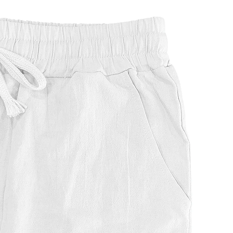 Men's Linen Trousers Summer Breathable Thin Pants Solid Basic Loose Ankle-Length Trousers Cool Beach Casual Sweatpants