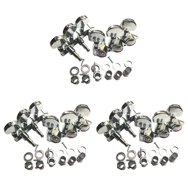 

3Set Guitar String Knob Grover String Winder Fully Enclosed Guitar String Tuning Pegs Keys Tuners Machine Heads-AA74