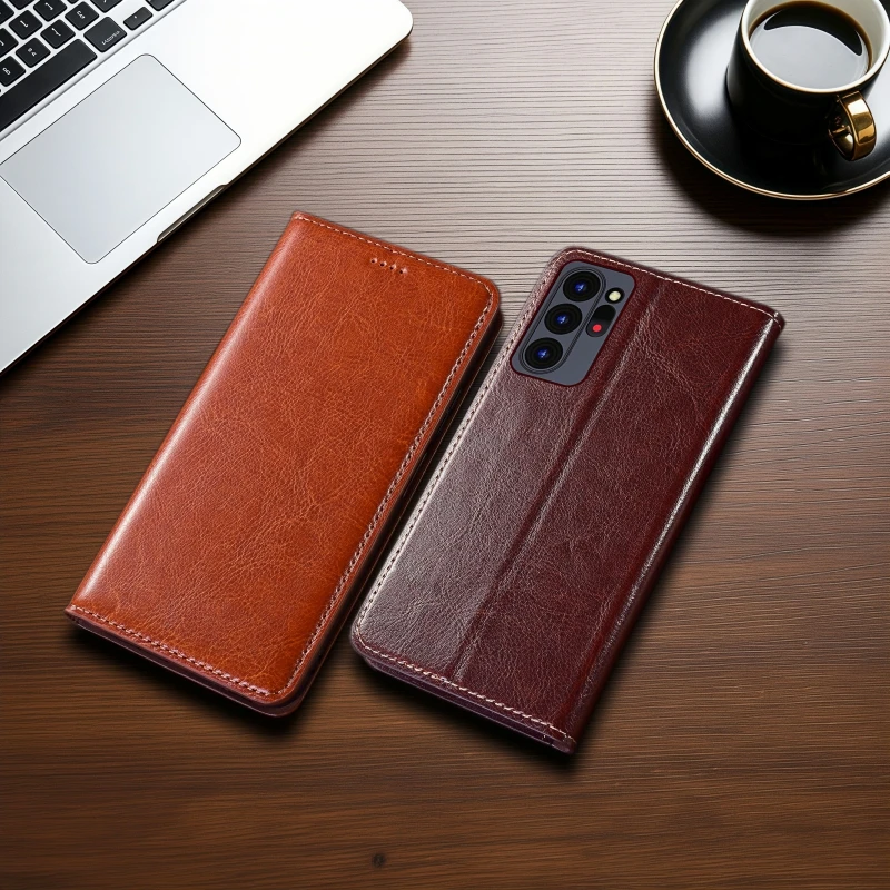 

Luxury Genuine Leather Wallet Phone Case For Samsung Galaxy Note 5 7 8 9 10 20 Plus Note20 Ultra 5G Magnetic Flip Cover Cases