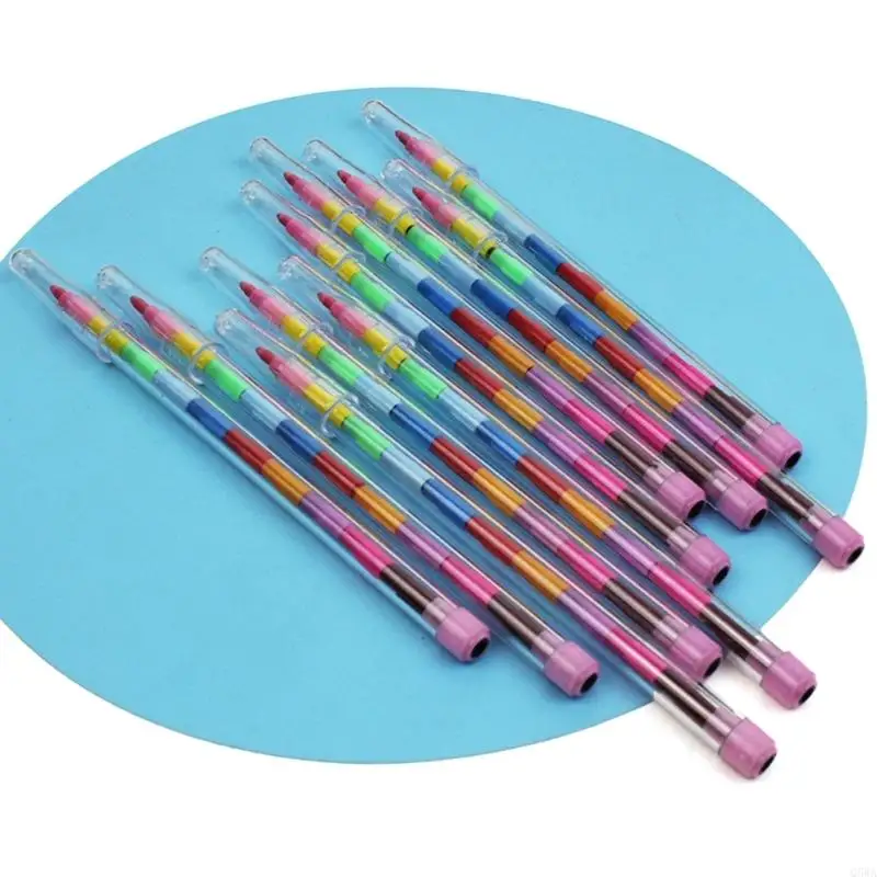 Q5wa 10/24pcs pintando coloridos giz cera construção giz criação giz cera para crianças Mini Crayon