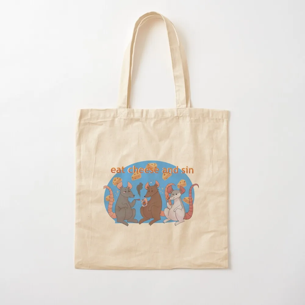 

Eat cheese and sin Tote Bag tote bag men's shopping bag logo Canvas Tote