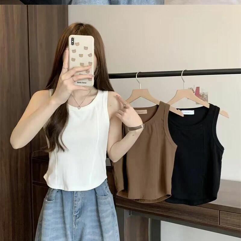 Women Solid Fishbone Camisole Tank Top Slim-Fit Sleeveless Base Layer Casual Summer Top Daily Wear Y2K Streetwear New Outerwear