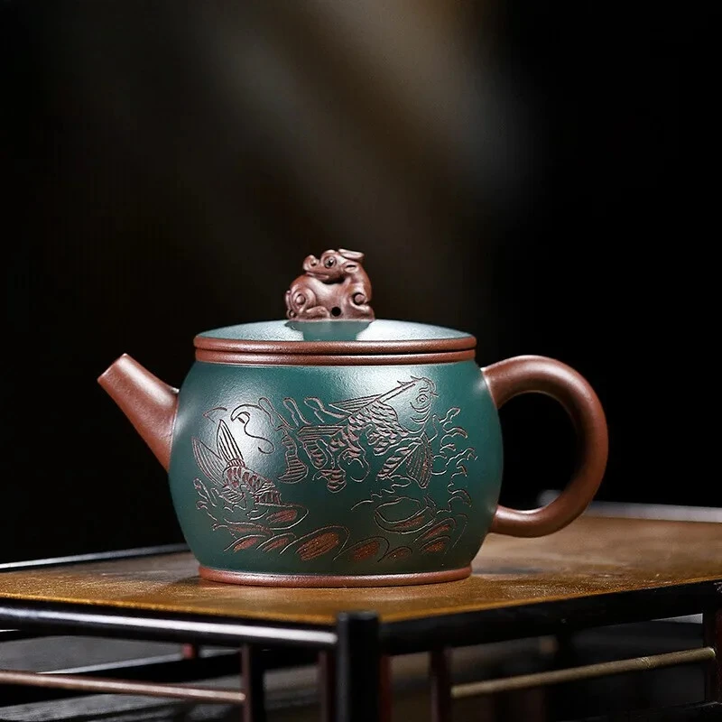 

280ml Yixing Raw Ore Purple Clay Teapot Famous Handmade Dargon Tea Pot Beauty Tea Infuser Kettle Chinese Zisha Kung Fu Tea Set