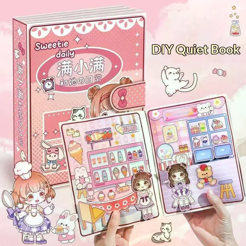 Girl Sticker Quiet Book Reusable Dress Up Stickers Campus Life Designs For Kids DIY Crafts Little Girls Birthday Gifts Kawaii