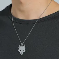 Wolf Head Necklace for Men Stainless Steel Jewelry Necklaces Women Animal Pendant Silver Color Link Chain Punk Fashion Jewelry