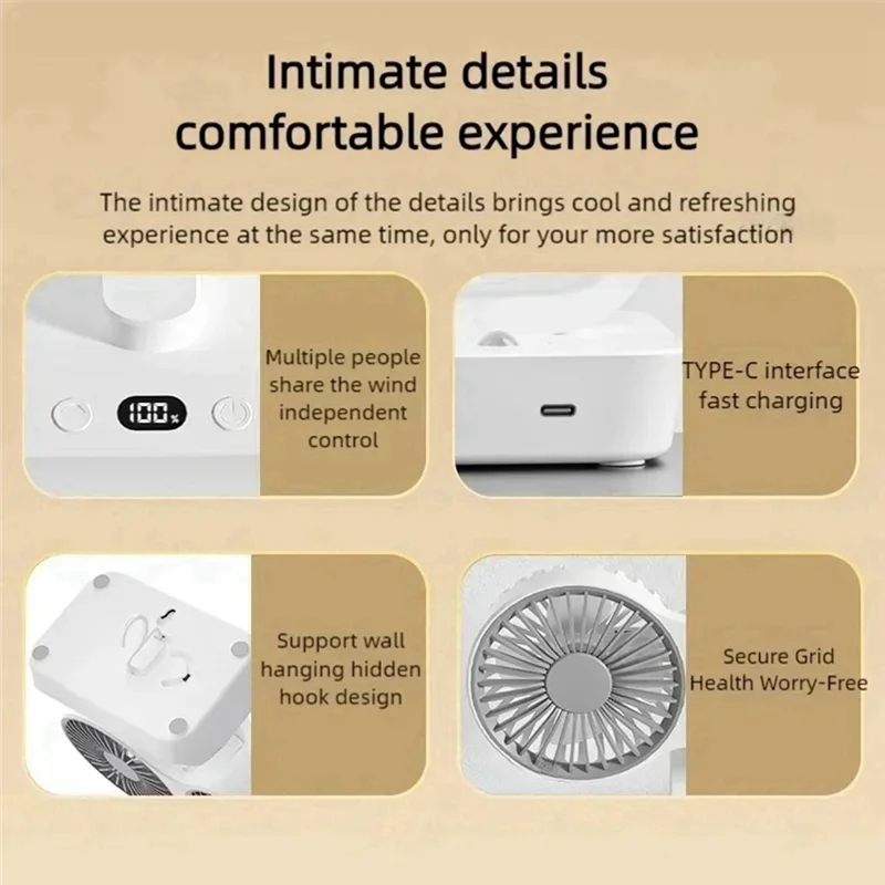 AA86 Desktop Double-Head Fan, Desktop Fan, Oscillating Fan, Low-Noise Double-Head Fan, High-Wind Power Electric Fan