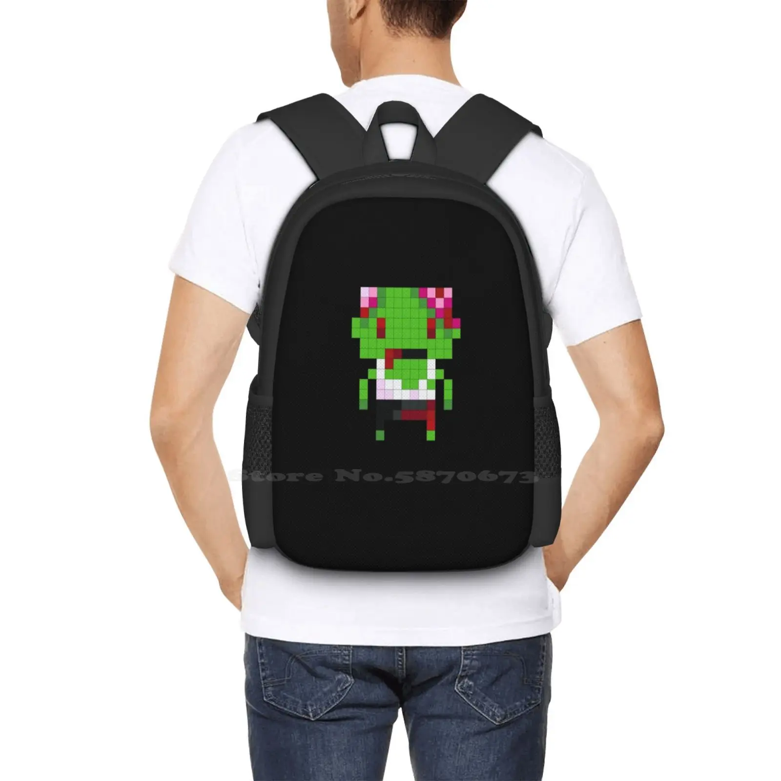 Pixel Art Zombie Tas Rugzak Voor Mannen Vrouwen Meisjes Tiener Zombies Undead Pixelart Pixel Art Hersenen Dood Warm 28 Dagen Later 28