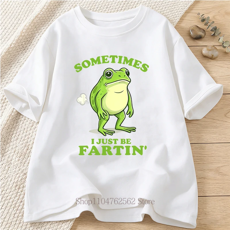 Fart Frog Funny Graphic T-shirts for Women Men Summer Fashion Casual Loose Streetwear Vintage Tops O-Neck Short Sleeve T-shirts